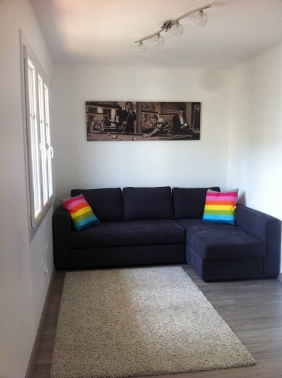 Location de vacances - Appartement à Cannes - Salon vue canapé convertible 2 places