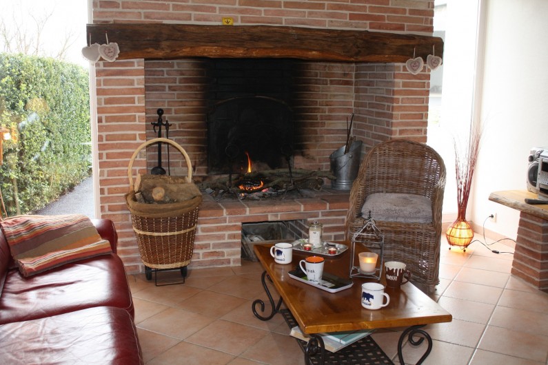 Location de vacances - Gîte à Lafrançaise - La cheminée effet dehors dedans.
