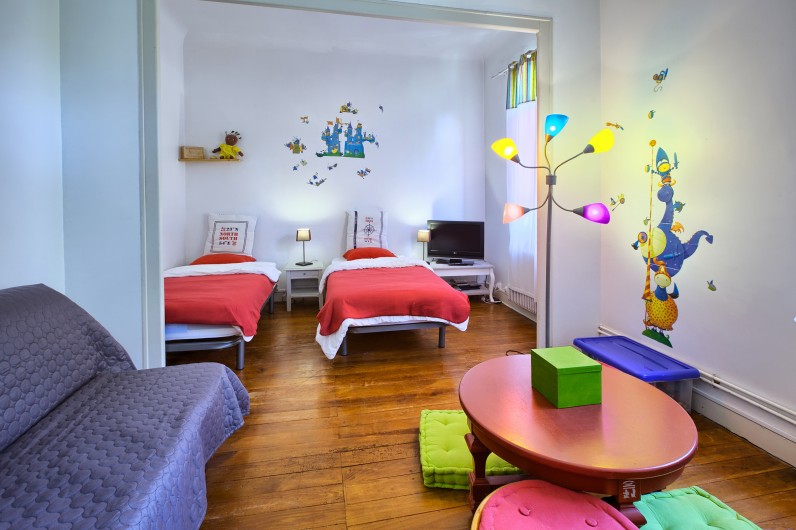 Location de vacances - Villa à Arcachon - Grande chambre avec 2 lits en 90 et un canapé lit en 140