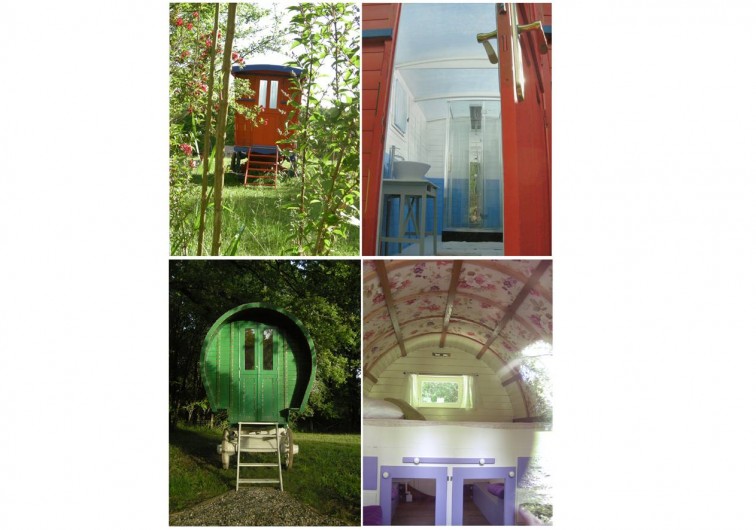 Location de vacances - Gîte à Donzy - Roulotte circassienne - salle d'eau Roulotte irlandaise - chambre