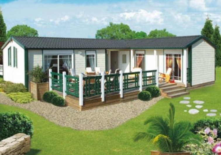 Location de vacances - Camping à Brem-sur-Mer - Chalet "Prestige XL" terrasse ouverte