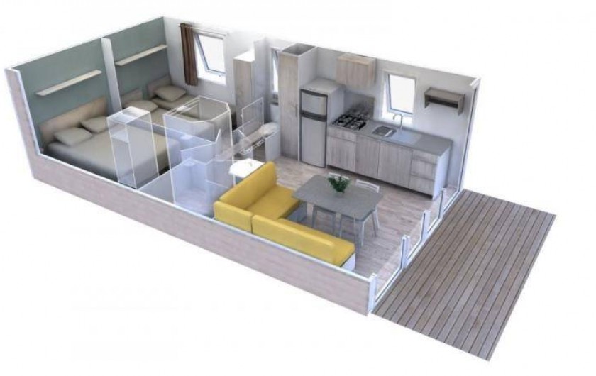 Location de vacances - Camping à Brem-sur-Mer - Mobil home "Confort" terrasse couverte