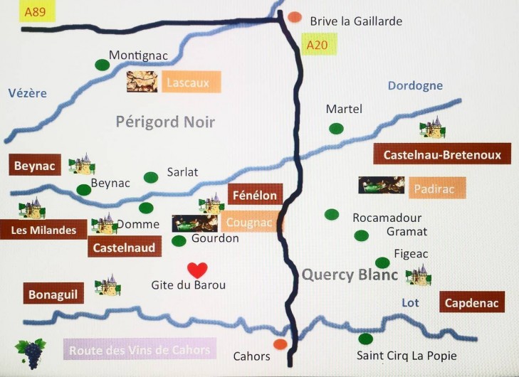 Location de vacances - Gîte à Dégagnac - Vue générale des activités proches du Gîte.