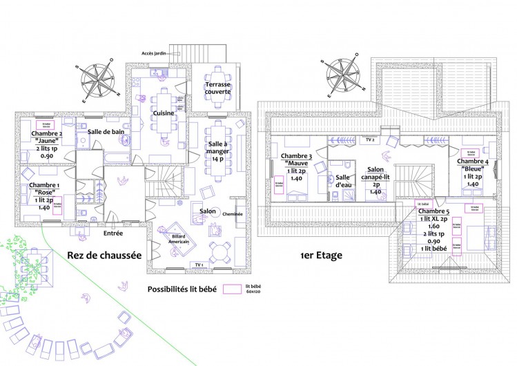 Location de vacances - Gîte à Autun - RDC & 1er étage Possibilité lits bébés dans toutes les chambres