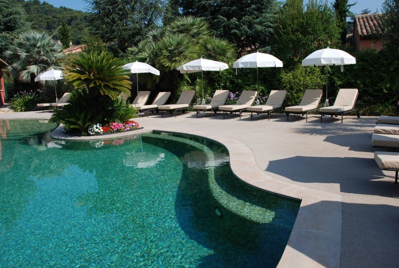Location de vacances - Villa à Carros - Superbe piscine-lagon et sa banquette immergée