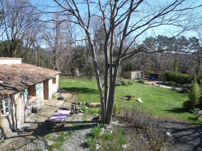 Location de vacances - Chambre d'hôtes à Montauroux - Jardin/ Vue terrasse chambre Autan