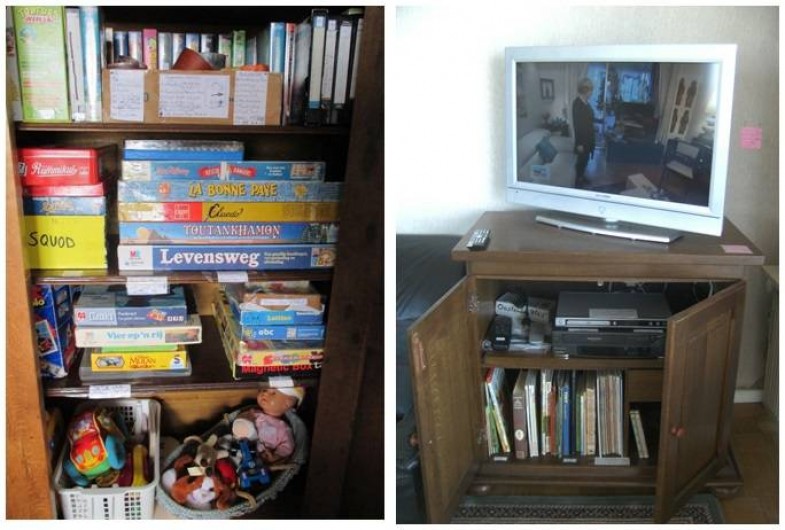 Location de vacances - Appartement à Ostende - Armoire à jouets et jeux de société + Télé à écran plat +Films DVD + BD + Livres