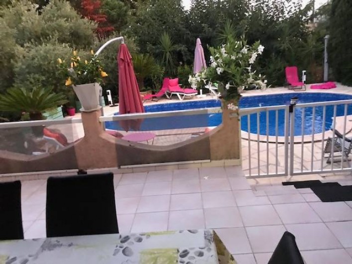 Location de vacances - Villa à Prunelli-di-Fiumorbo - piscine vue de la terrasse