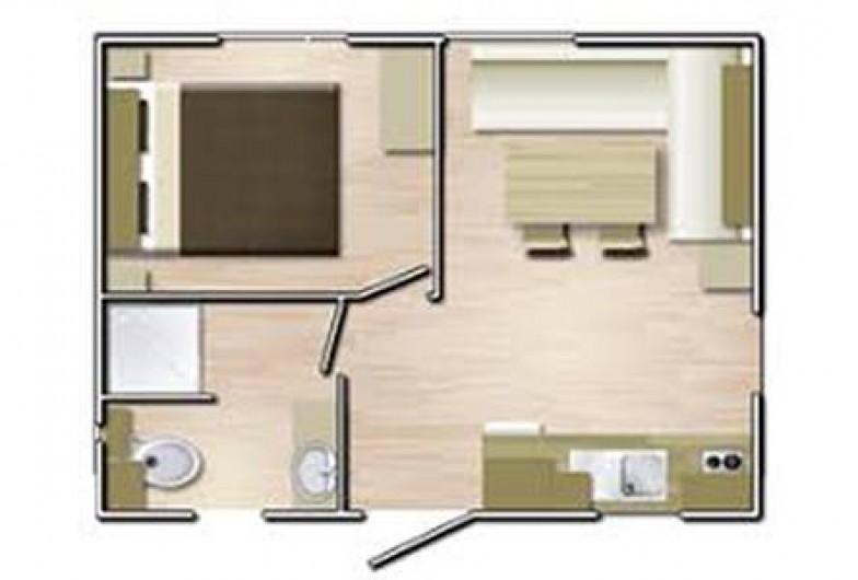 Location de vacances - Camping à Dolus-d'Oléron - Mobil Home 1 chambre – Formule 2