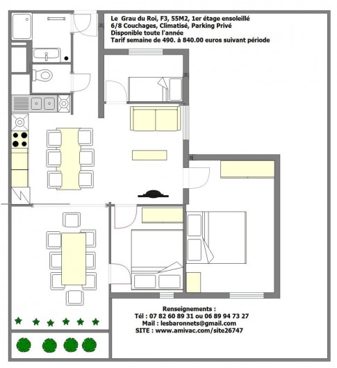 Location de vacances - Appartement à Le Grau-du-Roi - Plan de l'appartement