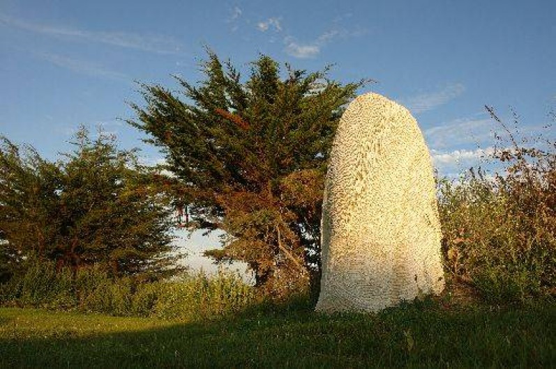Location de vacances - Maison - Villa à Pleumeur-Bodou - Kerguinic : la pierre levée sculptée par David Puech.