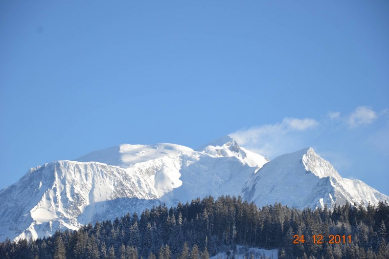Location de vacances - Chalet à Demi-Quartier - Vue du chalet sur la chaîne du Mont-Blanc, côté est