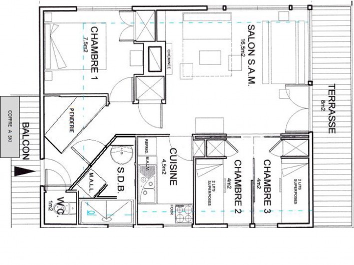 Location de vacances - Chalet à Saint-Lary-Soulan - Plan  logement