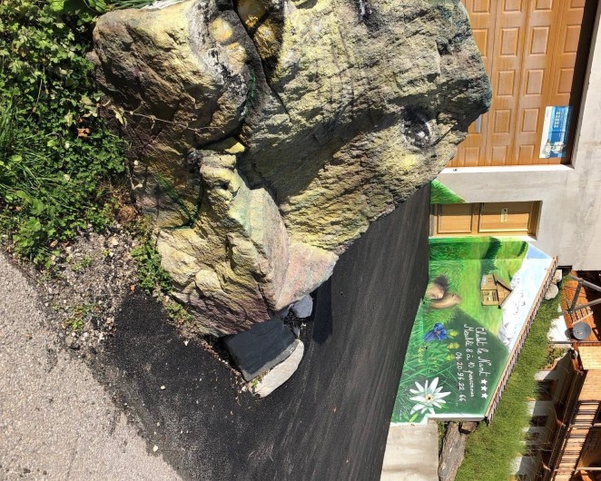 Location de vacances - Appartement à Hauteluce - Fresque devant accès parking et garage