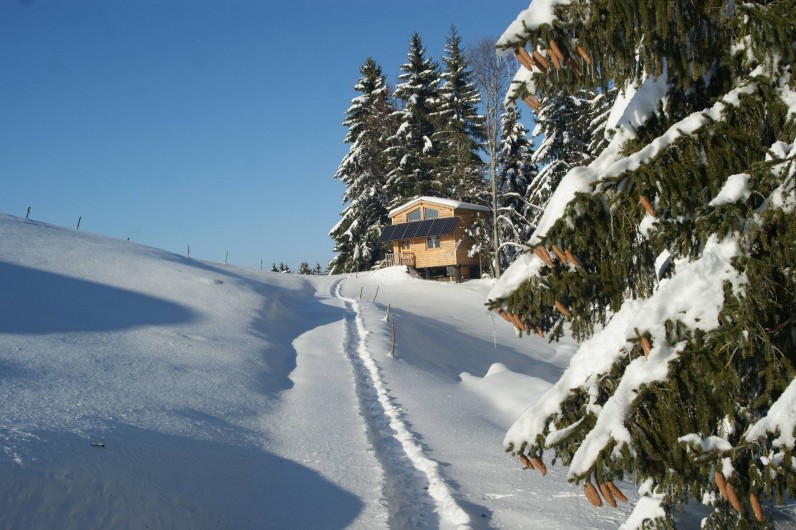 Location de vacances - Cabane dans les arbres à Bellecombe - Accès sur 100m  ,  à pied, vtt, ski ou raquettes