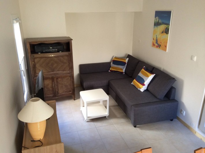 Location de vacances - Chalet à Saint-Martin-de-Brômes - le salon avec canapé convertible