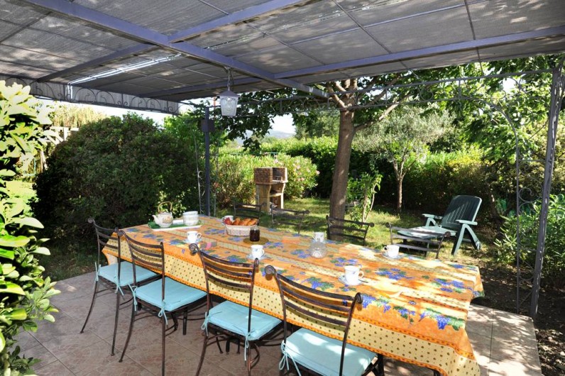 Location de vacances - Gîte à Rigarda - le repas sous la pergola
