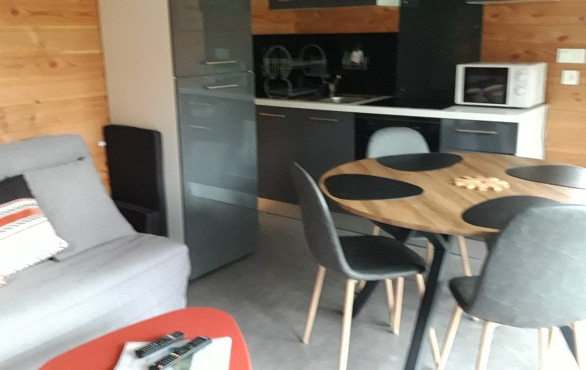 Location de vacances - Chalet à Saint-Sylvestre - Pièce principale avec coin cuisine entièrement équipé avec BZ 2 places.