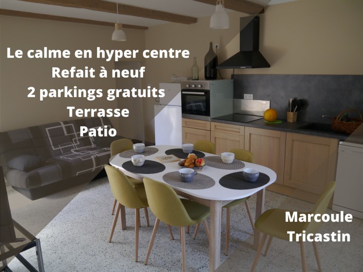 Location de vacances - Appartement à Saint-Paulet-de-Caisson - séjour cuisine climatisé