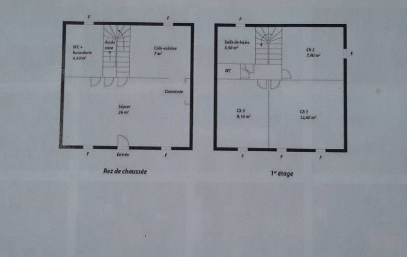 Location de vacances - Gîte à Saint-Flour - plan intérieur