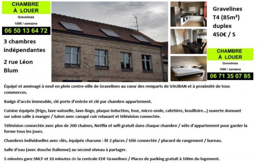 Location de vacances - Appartement à Gravelines - appartement meublé