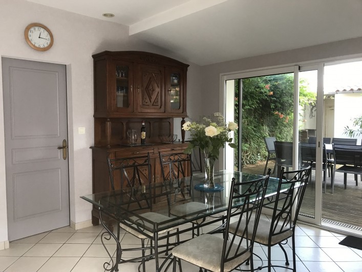 Location de vacances - Villa à Châtelaillon-Plage - Cuisine/séjour sur jardin très bien équipée: TV écran plat....