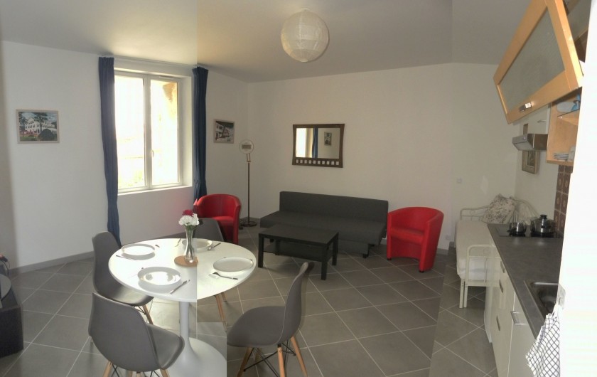 Location de vacances - Appartement à Charleval - vaste séjour avec coin repas et salon