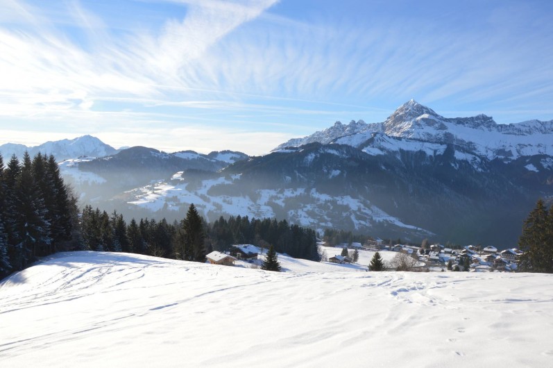 Location de vacances - Chalet à Crest-Voland - Vue depuis la piste de ski côté Crest-Voland