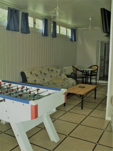 Location de vacances - Gîte à Saint-Aubin-sur-Mer - salon avec billard baby foot et tv
