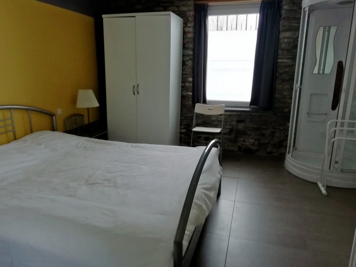 Location de vacances - Gîte à Paliseul - chambre avec lit double, douche et lavabo au rez-de-chausséé
