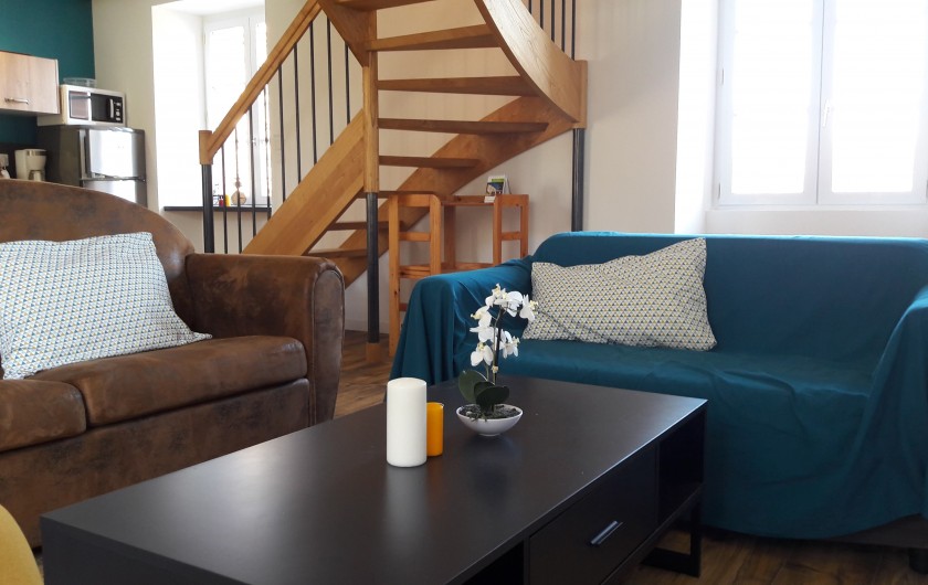 Location de vacances - Gîte à Pouzauges - Le salon et ses 2 canapés.