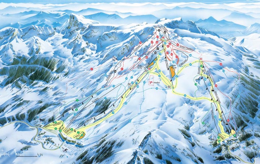 Location de vacances - Appartement à La Joue du Loup - plan pistes, liaison entre la Joue du Loup la station de ski de Superdévoluy
