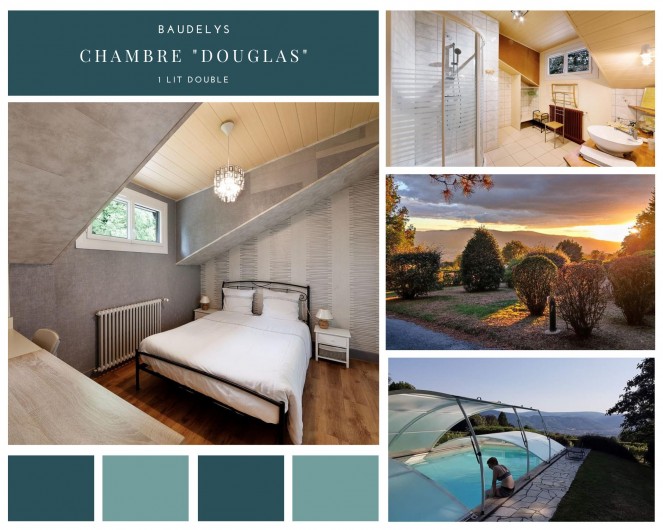 Location de vacances - Chambre d'hôtes à Pont-de-Larn - Chambre "Douglas" avec un grand lit (140 X 200)