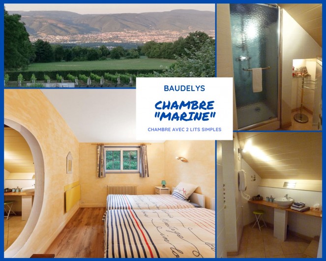 Location de vacances - Chambre d'hôtes à Pont-de-Larn - Chambre "Marine" avec 2 lits simples (90 X 200)