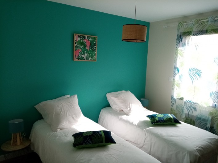 Location de vacances - Villa à Saint-Thomas - Chambre verte avec lit en 160 ou 2 lits en 80, exposée est