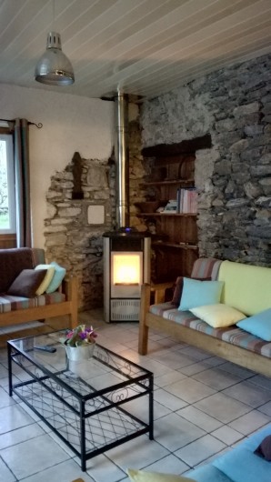 Location de vacances - Gîte à Laruns - Salon, télé , poêle à granulés