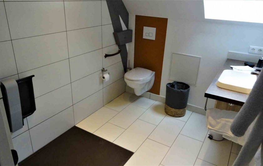 Location de vacances - Chalet à Estaing - RÊVE DE GOSSE le gîte CASSIOPEE 1 salle d'eau adaptée PMR .