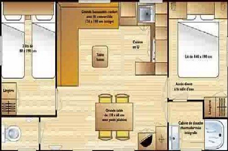 Location de vacances - Bungalow - Mobilhome à Saint-Florent - Plan intérieur MH