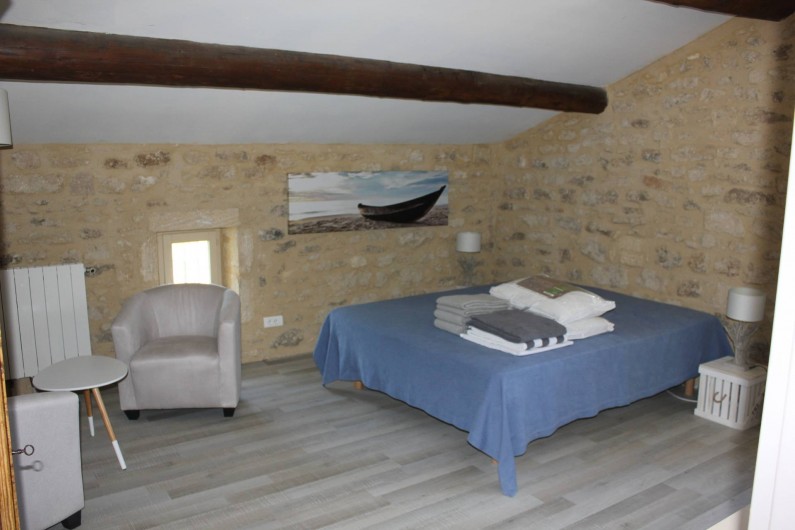 Location de vacances - Mas à Castillon-du-Gard - Chambre 3, 2è étage, vue ouest sur vignoble et garrigue