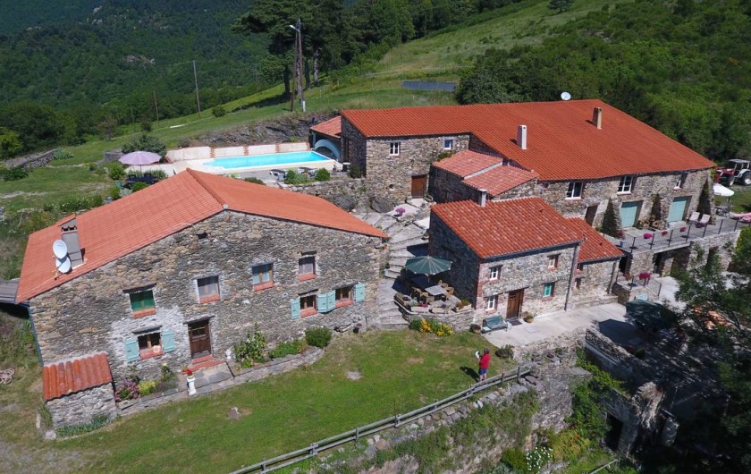 Location de vacances - Gîte à Prats-de-Mollo-la-Preste - Vue aérien de Mas Taillet et Le Camelia.