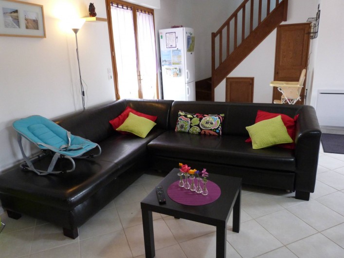 Location de vacances - Gîte à Tours-en-Vimeu - le coin salon donnant sur la terrasse