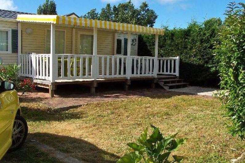 Location de vacances - Bungalow - Mobilhome à Saint-Denis-d'Oléron - vue sur la terrasse et le terrain