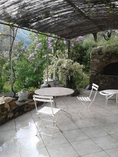 Location de vacances - Villa à Nyons - la terrasse et le bassin sous la treille;