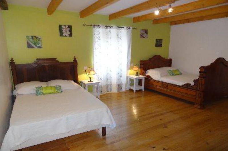Location de vacances - Villa à Bidarray - chambre verte trés grande avec 2 lits en 120