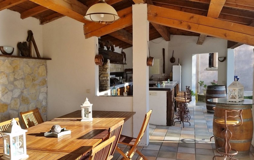 Location de vacances - Villa à Malves-en-Minervois - Votre coin repas , petit-déjeuner , jeux , etc.....